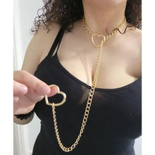 Load image into Gallery viewer, Adjustable Heart O-Ring Punk Rock Cuban Chain Necklace – Lariat Y-Style Necklace with Key &amp; Heart Lock Pendant