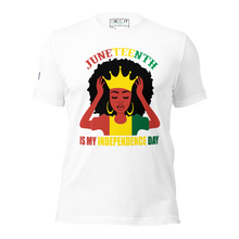 Load image into Gallery viewer, Juneteenth Is My Independence Day - Black Queen Crown Tee Unisex t-shirt