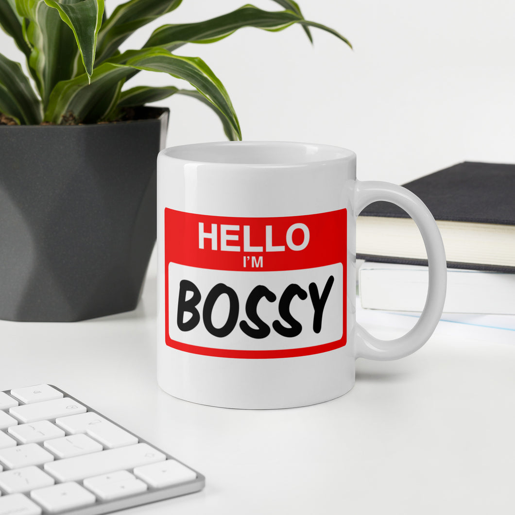 Hello I'm Bossy White glossy Mug