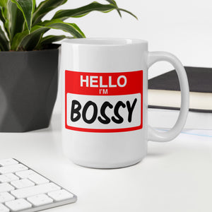 Hello I'm Bossy White glossy Mug